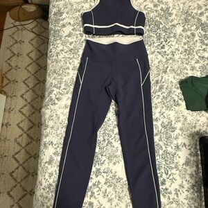 Navy & White Sports Bra and Leggings